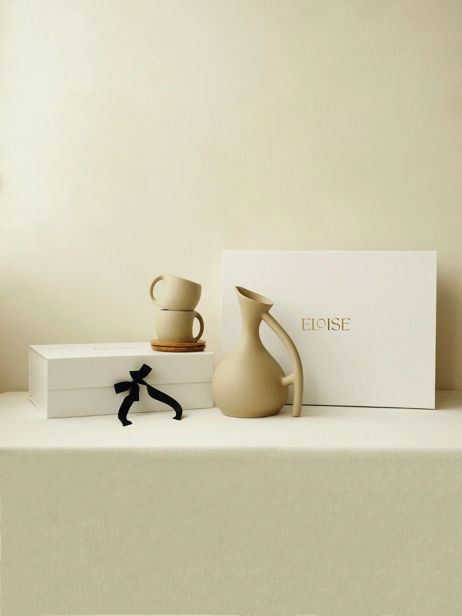CURVED SAND MUG, with Coaster